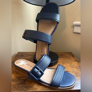 Anne Klein NWOT Blue Two Strap Slide Sandals 9.5